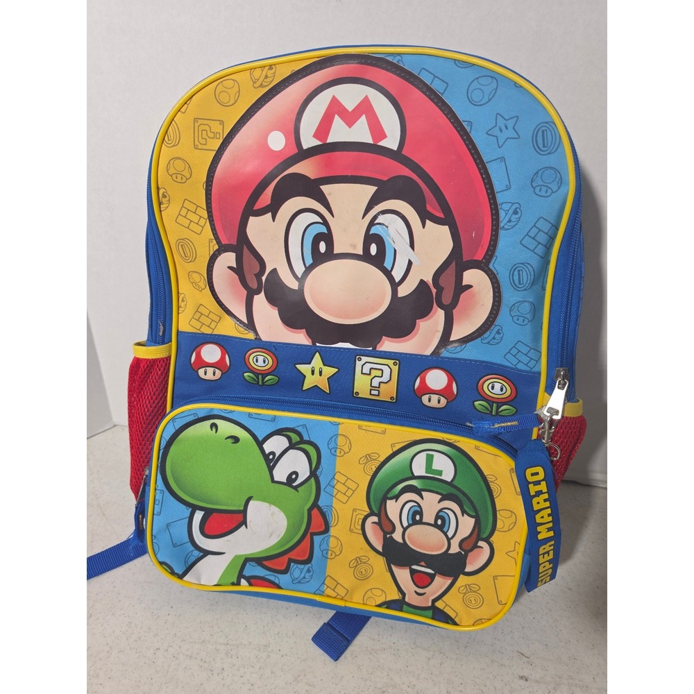 Nintendo Super Mario Backpack Kids  Blue Good Luigi Yoshi 2023 School Bag